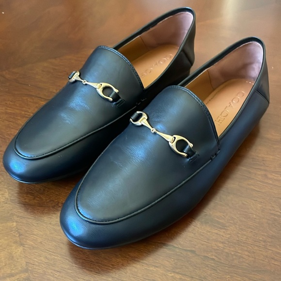 Women Coach Haley black leather loafers size 8 brand new - Picture 1 of 12